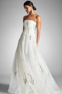 Sachin & Babi Anais Gown - White/Embroidered Floral