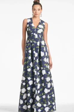 Sachin & Babi Brooke Gown - Navy/Ivory Moonlit Garden