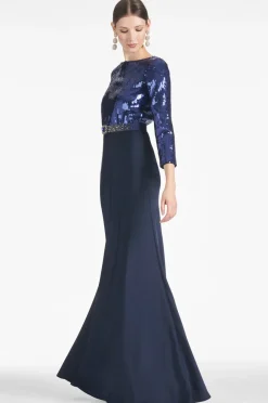 Sachin & Babi Christabel Gown - Sapphire/Midnight