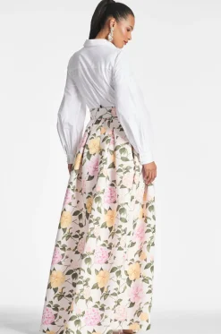 Sachin & Babi Florence Gown - White/Pink Lemonade Bouquet