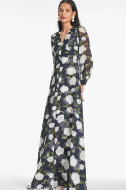 Sachin & Babi Penny Gown - Navy/Ivory Moonlit Garden