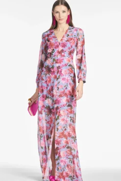 Sachin & Babi Penny Gown - Pink/Periwinkle Dahlia