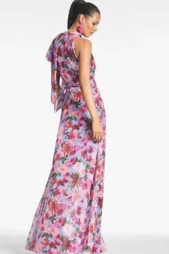 Sachin & Babi Selena Gown - Pink/Periwinkle Dahlia