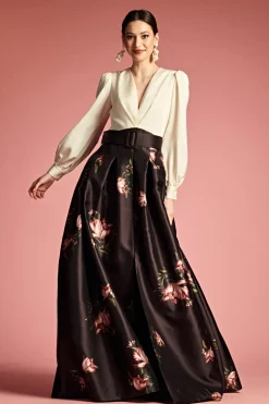 Sachin & Babi Zoe Gown - Ivory/Noir Blossom