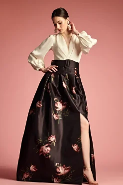 Sachin & Babi Zoe Gown - Ivory/Noir Blossom