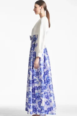 Sachin & Babi Zoe Gown - Off White/Azure Watercolor